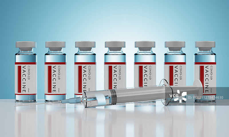 预防新型冠状病毒的疫苗以及注射器图片素材
