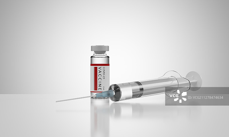 预防新型冠状病毒的疫苗以及注射器图片素材