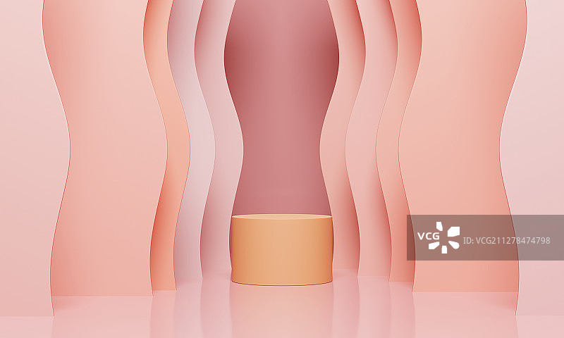 抽象的波浪背景中的产品展示台场景模板图片素材