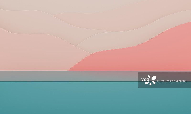 抽象的波浪背景中的产品展示台场景模板图片素材