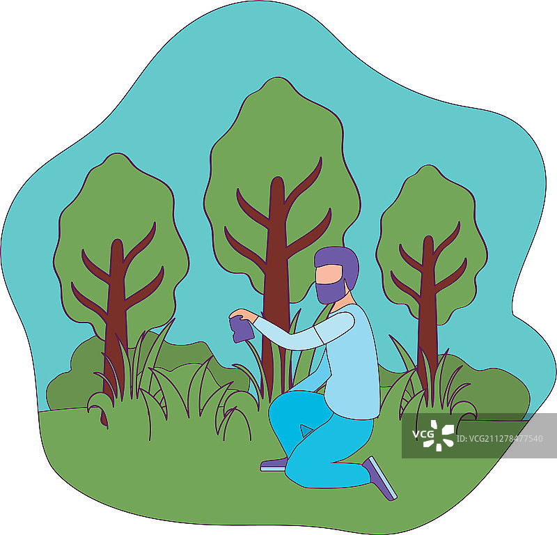 手提种子袋的男人头像设计图片素材