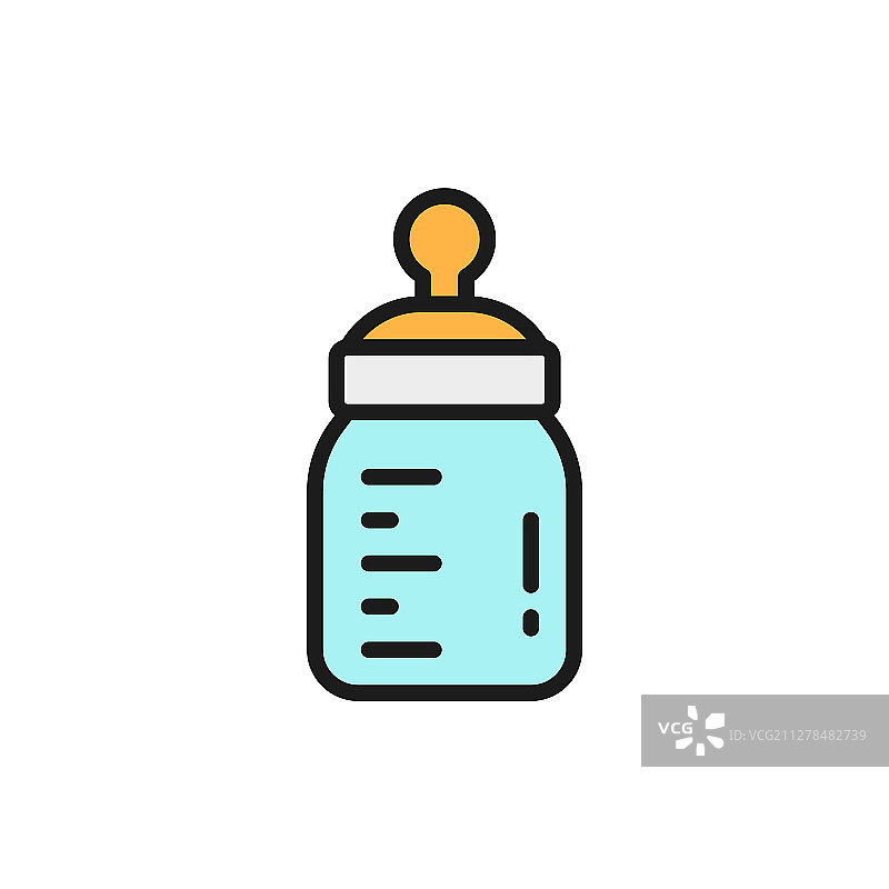 带奶嘴的彩色线条奶瓶图标图片素材