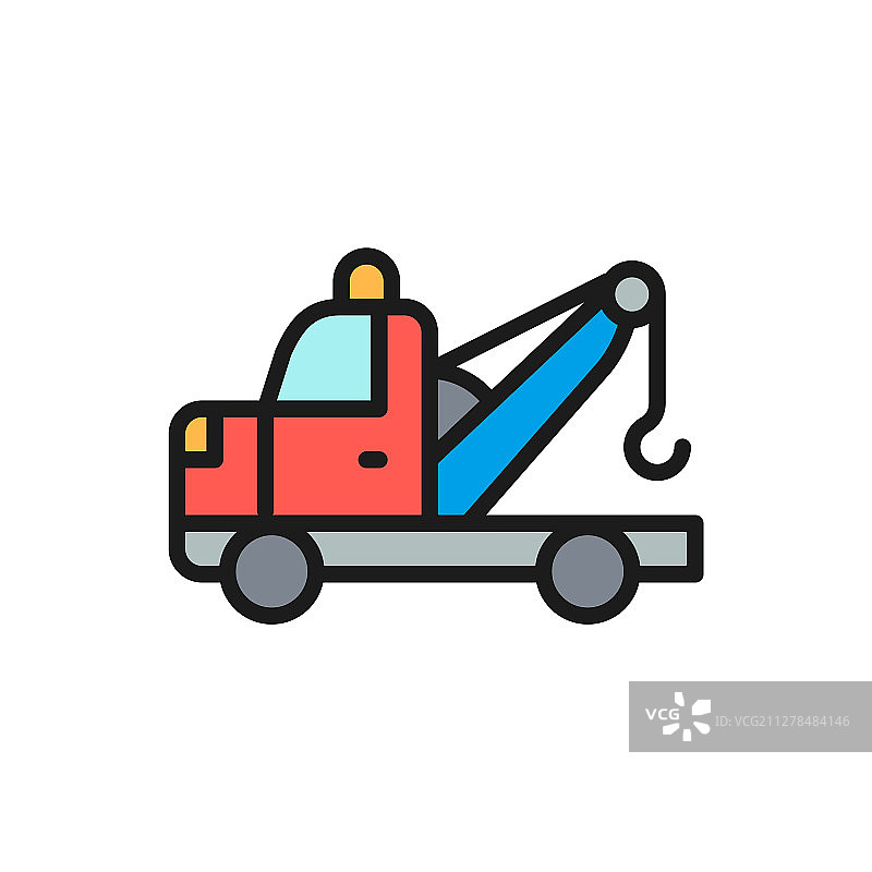 扁平彩色线条拖车图标图片素材