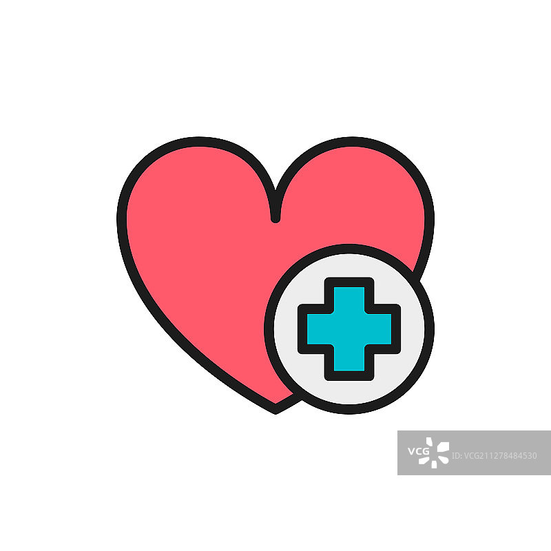 心脏病急救扁平风格线性图标图片素材