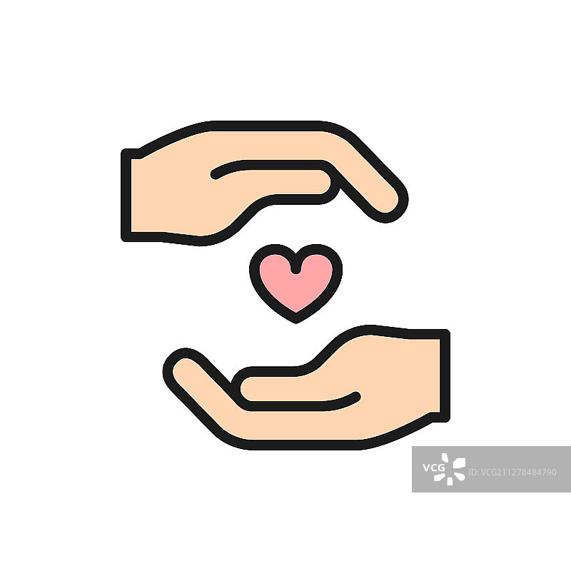 慈善器官捐赠心脏保护扁平图标图片素材