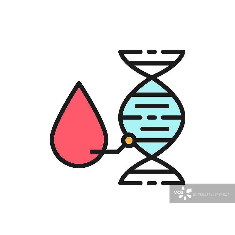 血检DNA扁平彩色线条图标图片素材