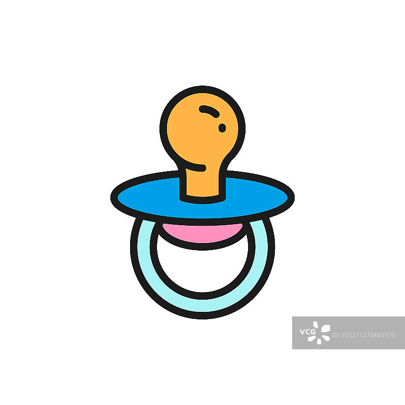 奶嘴安抚奶嘴扁平颜色图标图片素材