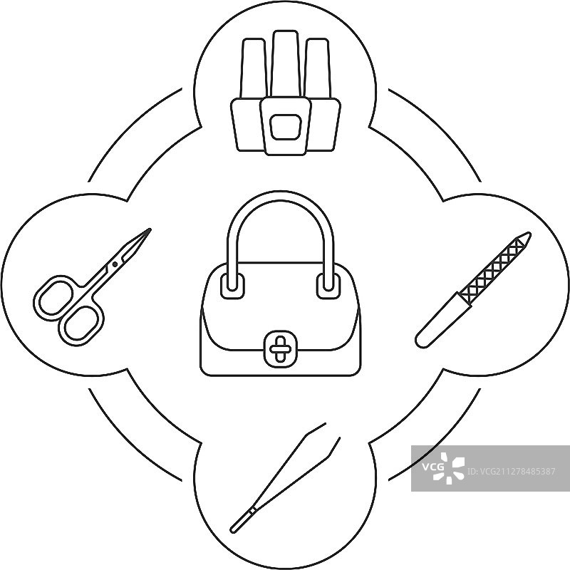 美甲用品线性图标合集图片素材