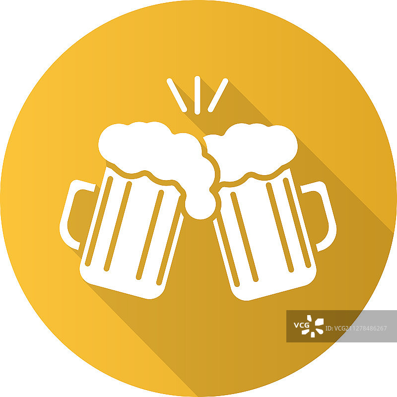 啤酒碰杯扁平设计长阴影图标图片素材