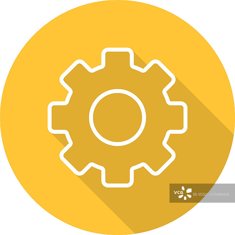 齿轮扁平线性长阴影图标图片素材