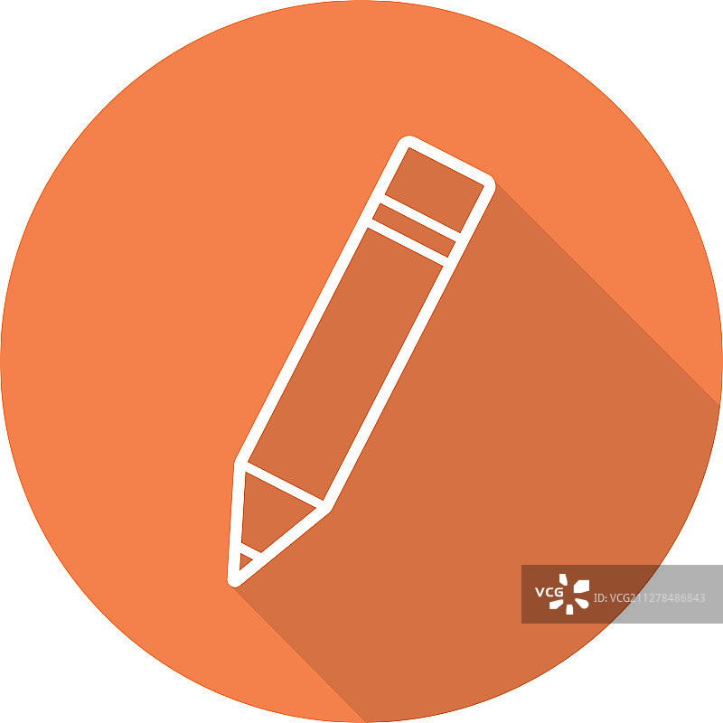 带橡皮擦的铅笔扁平线性长阴影图标图片素材