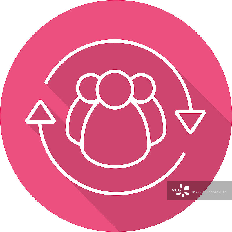 团队管理扁平线性长阴影图标图片素材