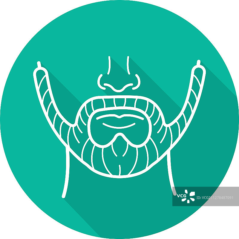 胡须扁平线性长阴影图标图片素材