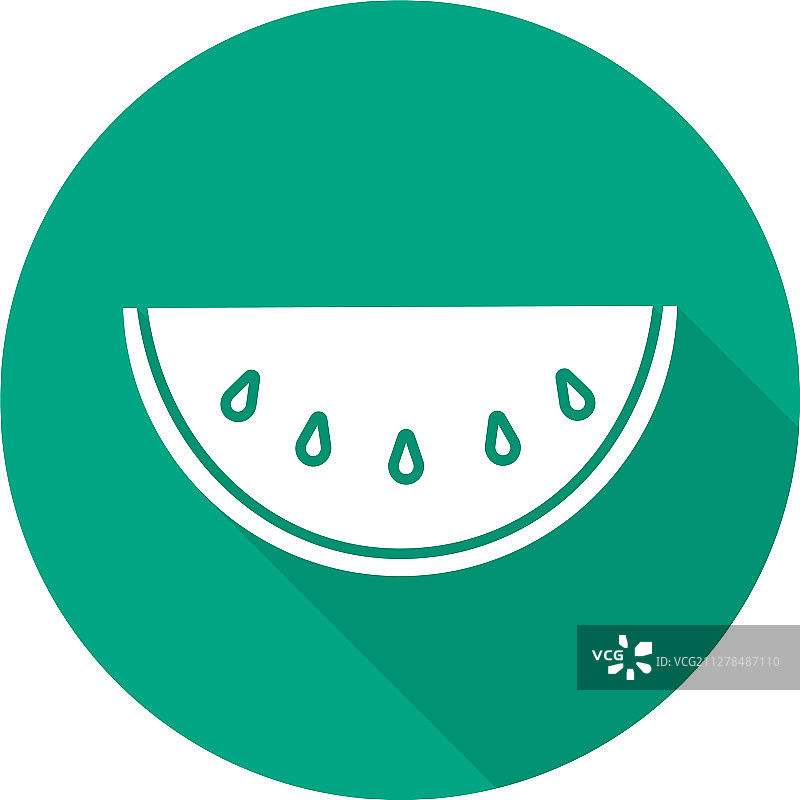 西瓜切片扁平设计长阴影图标图片素材