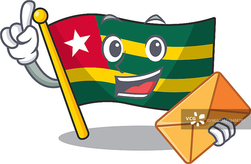 多哥国旗卷轴吉祥物设计的笑脸图片素材