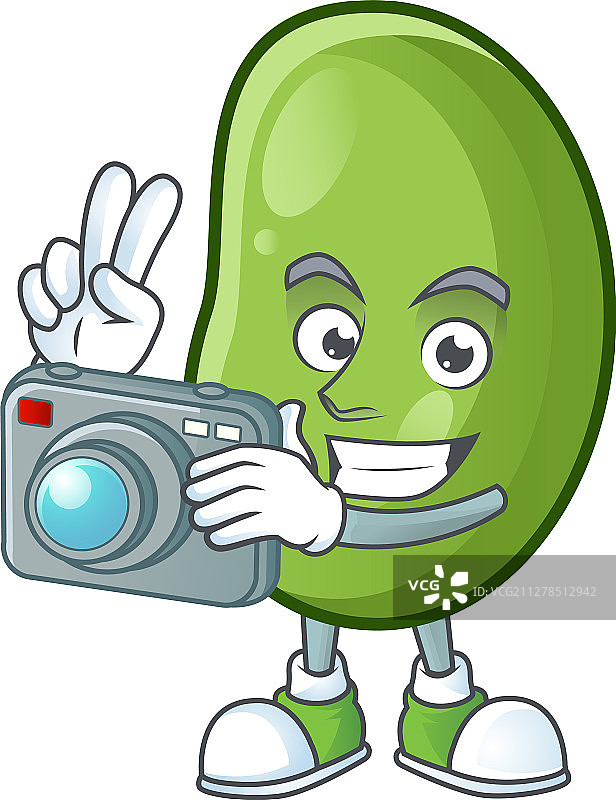 卡通形象：聪明的摄影师和绿豆图片素材