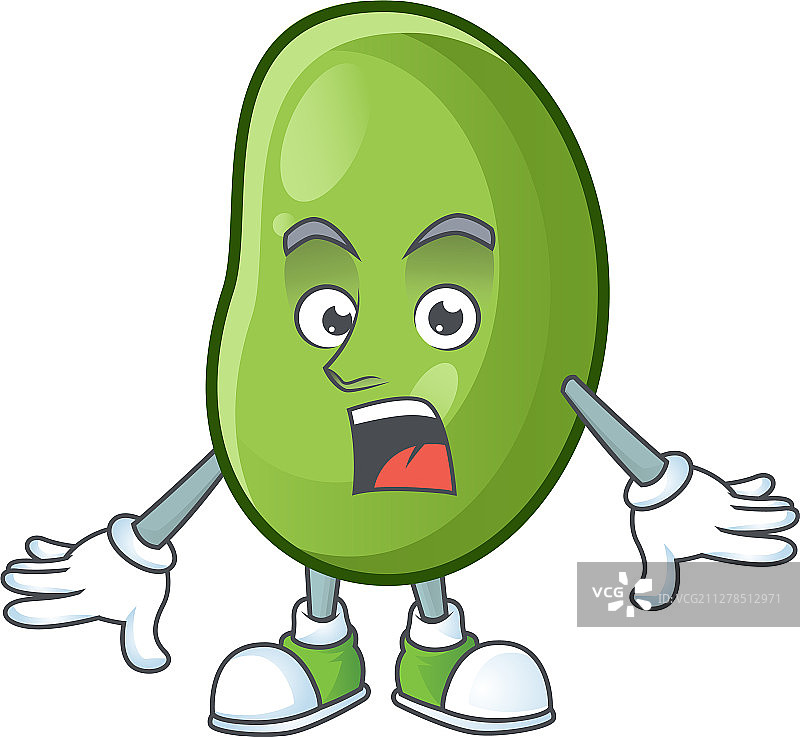 卡通吉祥物上做出惊讶姿势的绿豆图片素材