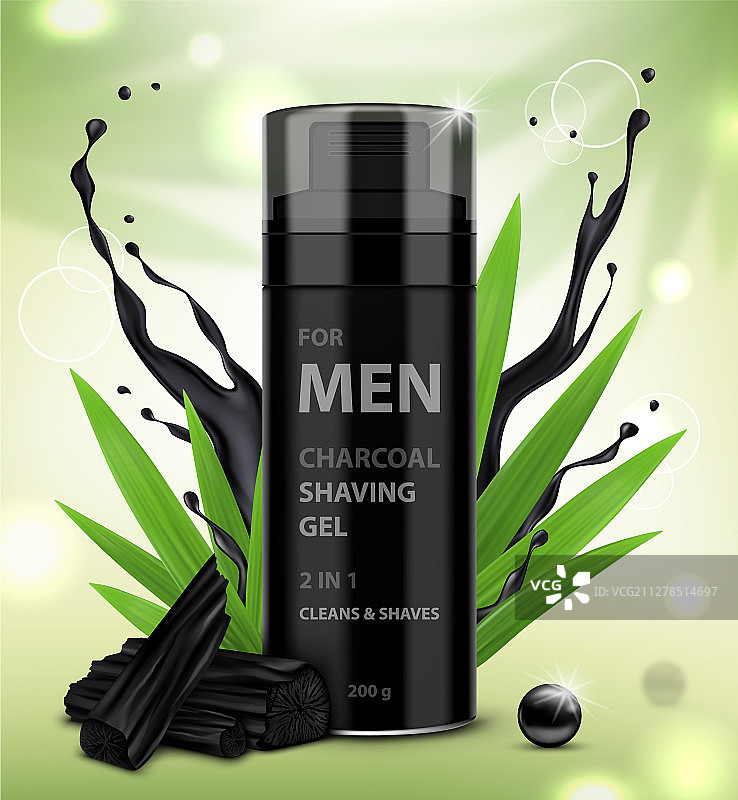 黑色逼真剃须啫喱泡沫瓶图片素材