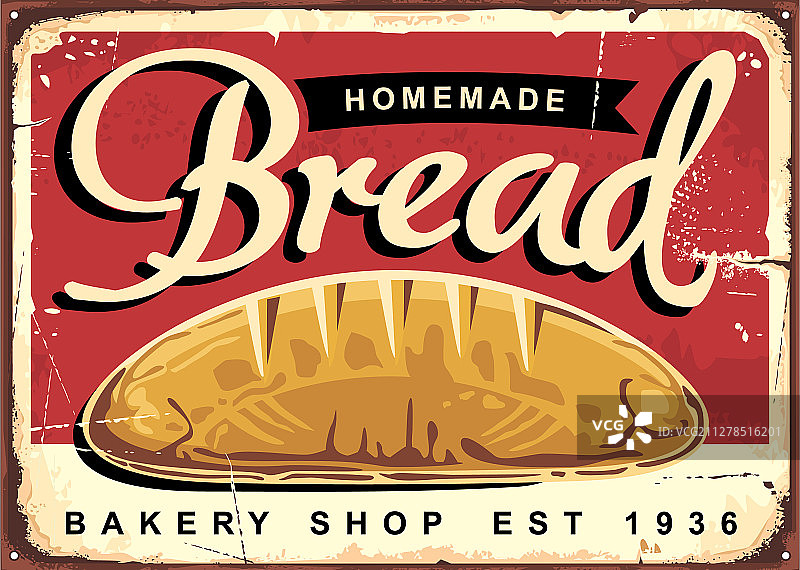 自制面包复古广告或标牌设计图片素材