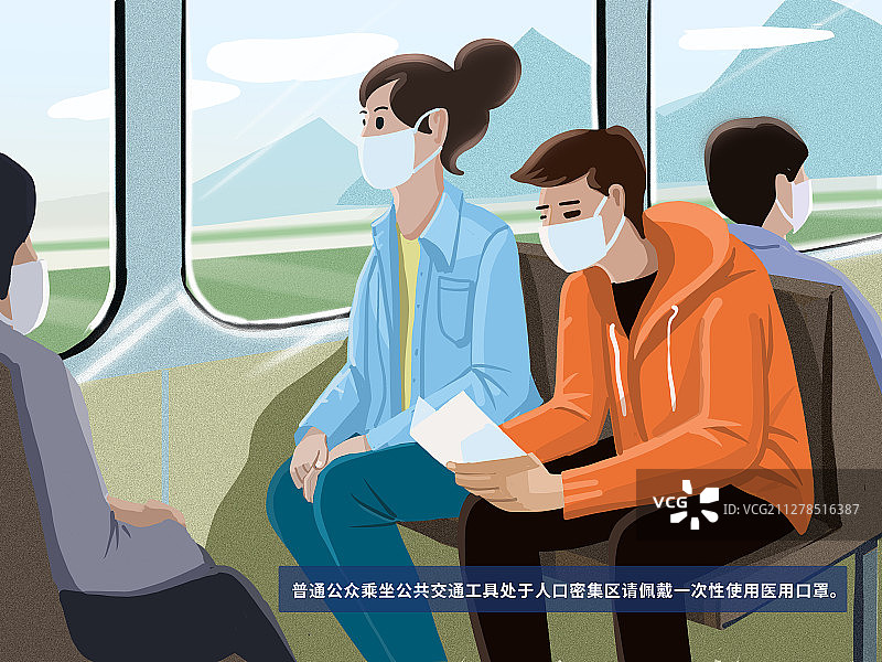 公共交通工具口罩指引图片素材