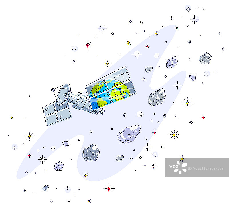 全球通信技术卫星飞行图片素材