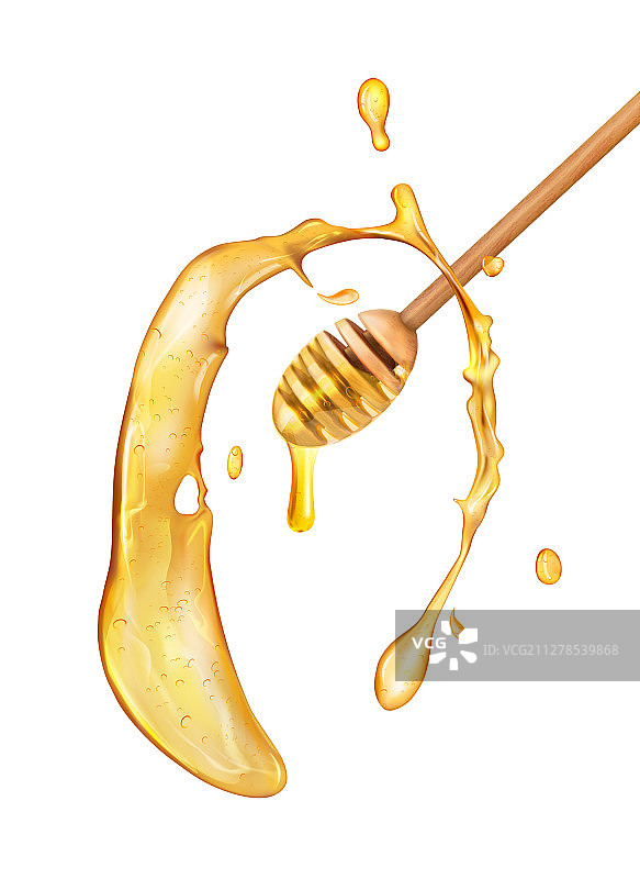 蜂蜜与木制品的飞溅图片素材