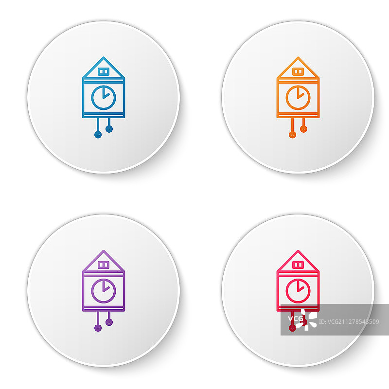 白色复古挂钟彩色线条图标图片素材