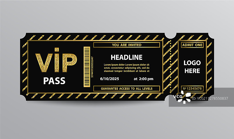 带有闪光元素的存根贵宾通行证票根图片素材