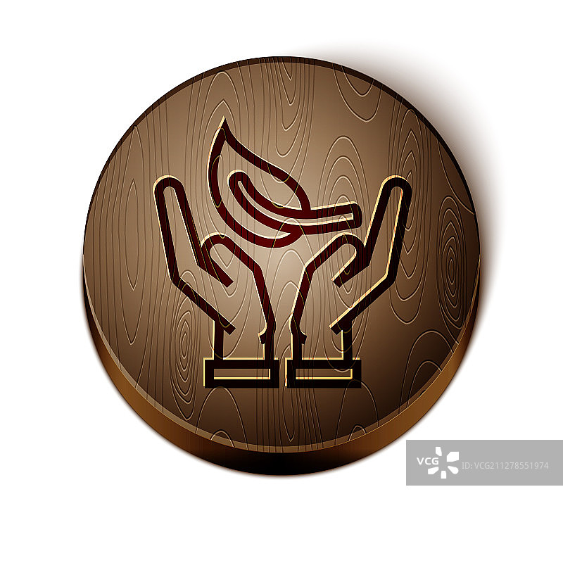 棕色线条手中的嫩芽环保图标图片素材