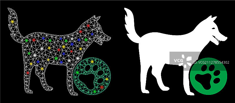 狗图标（线框发光网格）图片素材