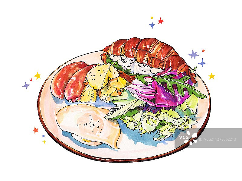 吞拿鱼可颂三明治图片素材