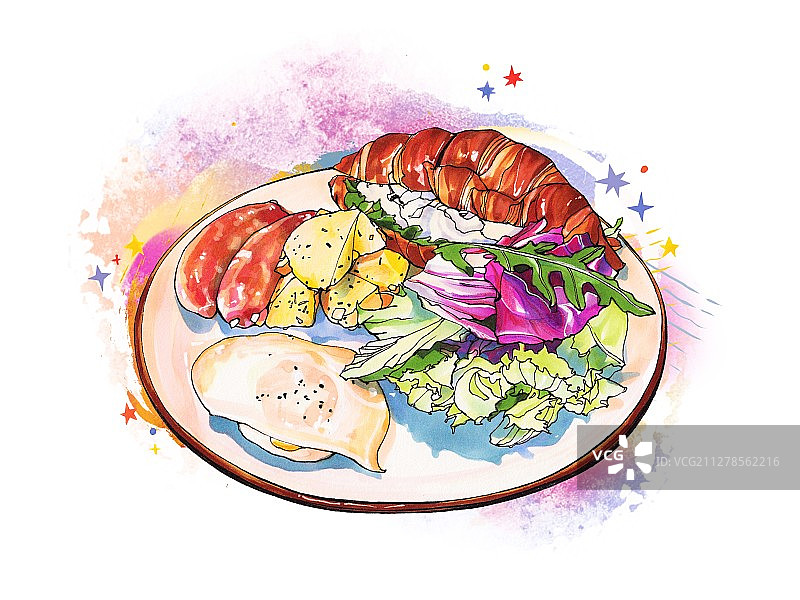 吞拿鱼可颂三明治 有背景图片素材