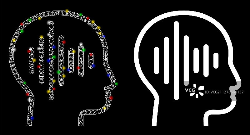 发光网格骨架声音思考图标图片素材