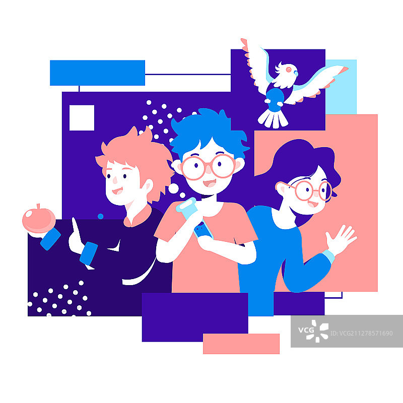 在线教育网课化学成分儿童教育知识补习活动矢量插画图片素材