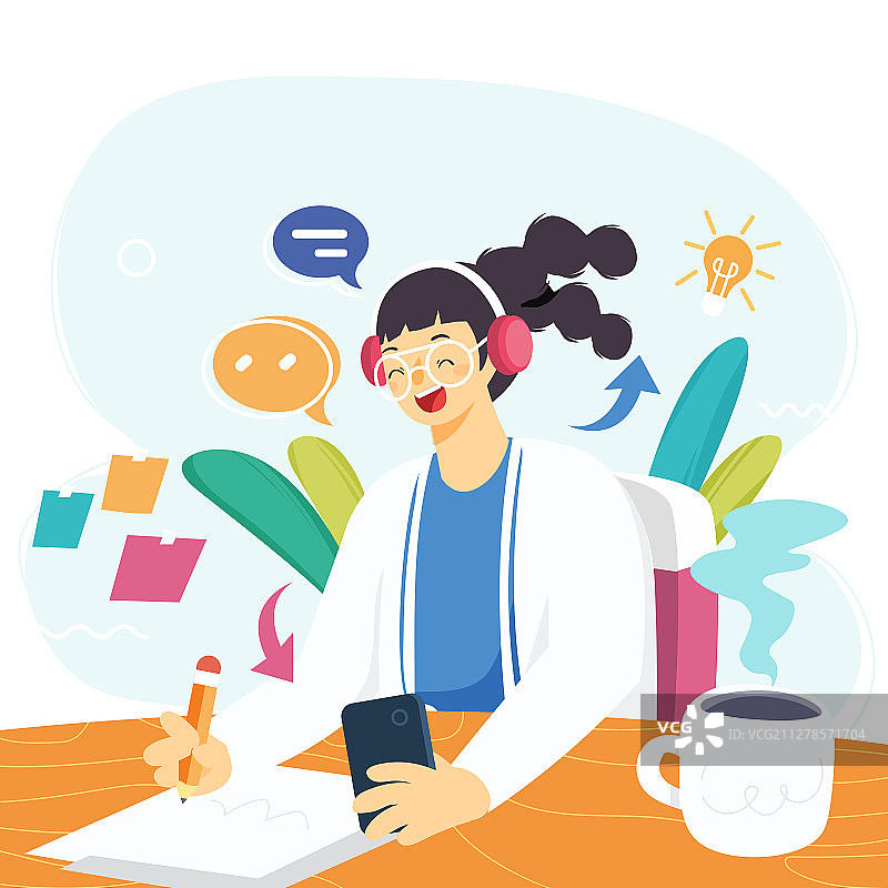 在线教育网课高考冲刺读书上课知识补习活动矢量插画图片素材
