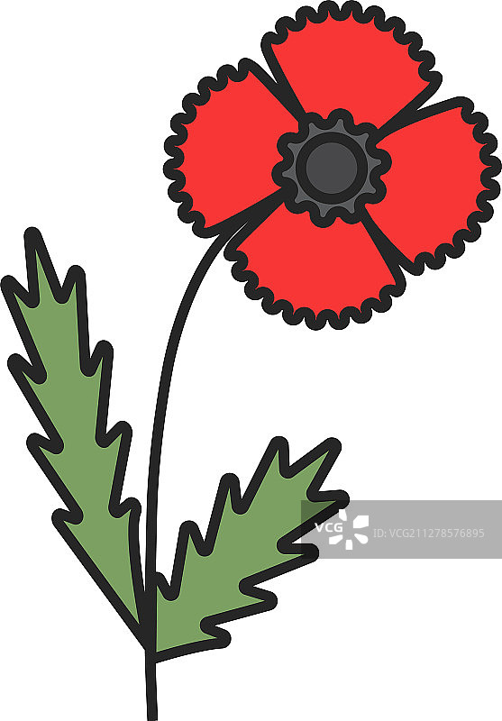 虞美人花朵彩色图标图片素材