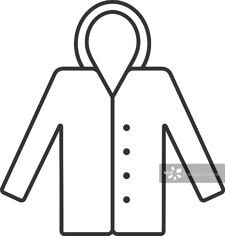 带帽秋季外套线性雨衣图标图片素材