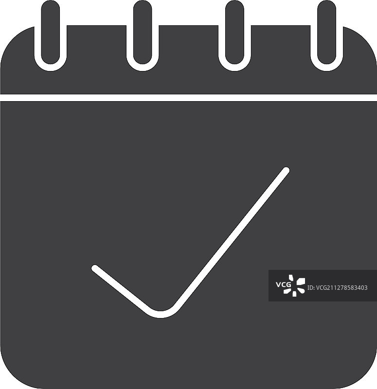 带有勾号标志符号的日历图片素材