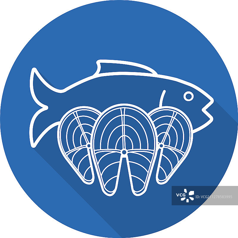 扁平线性海鲜长阴影图标图片素材