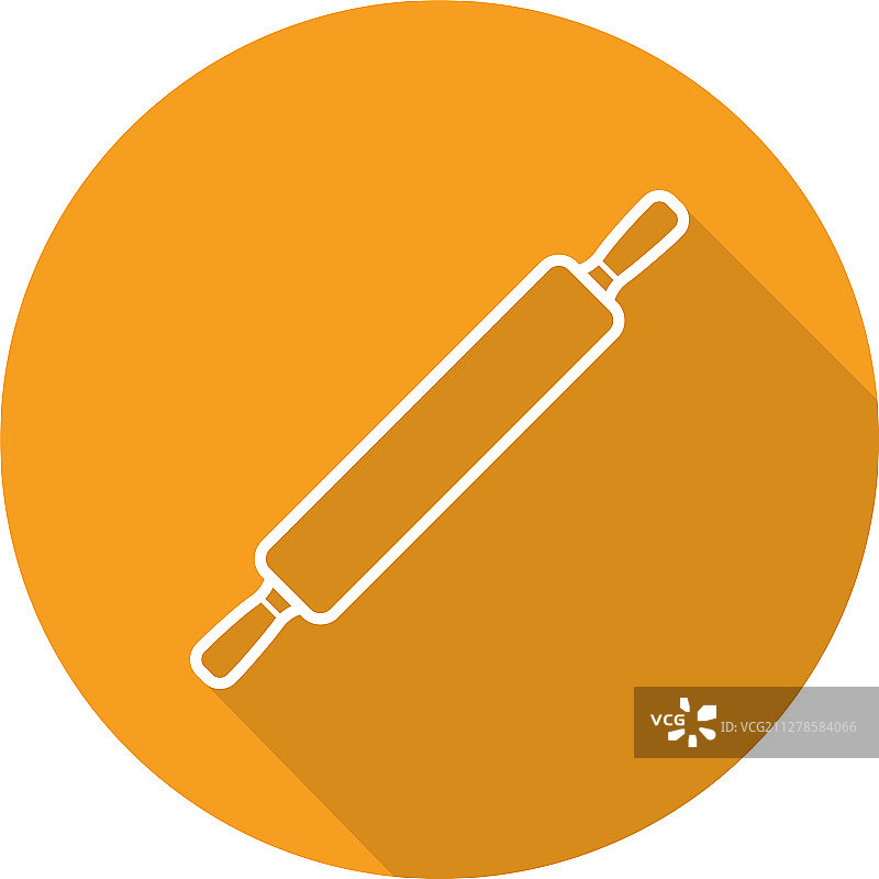 擀面杖扁平线性长阴影图标图片素材