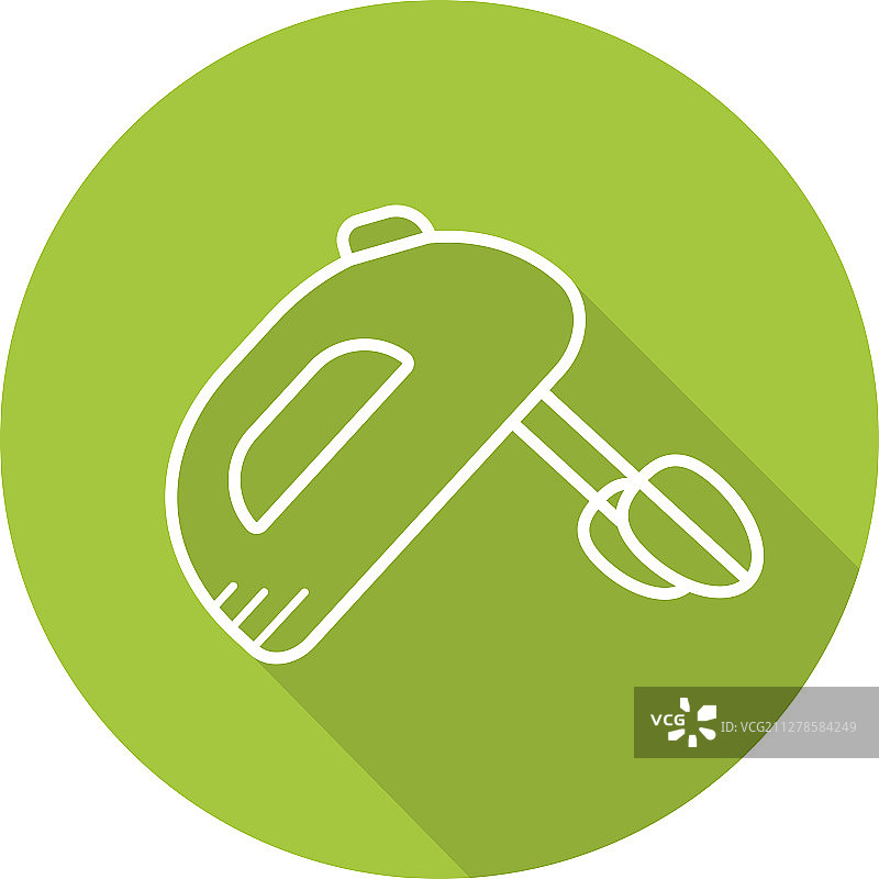 手持搅拌器扁平线性长阴影图标图片素材