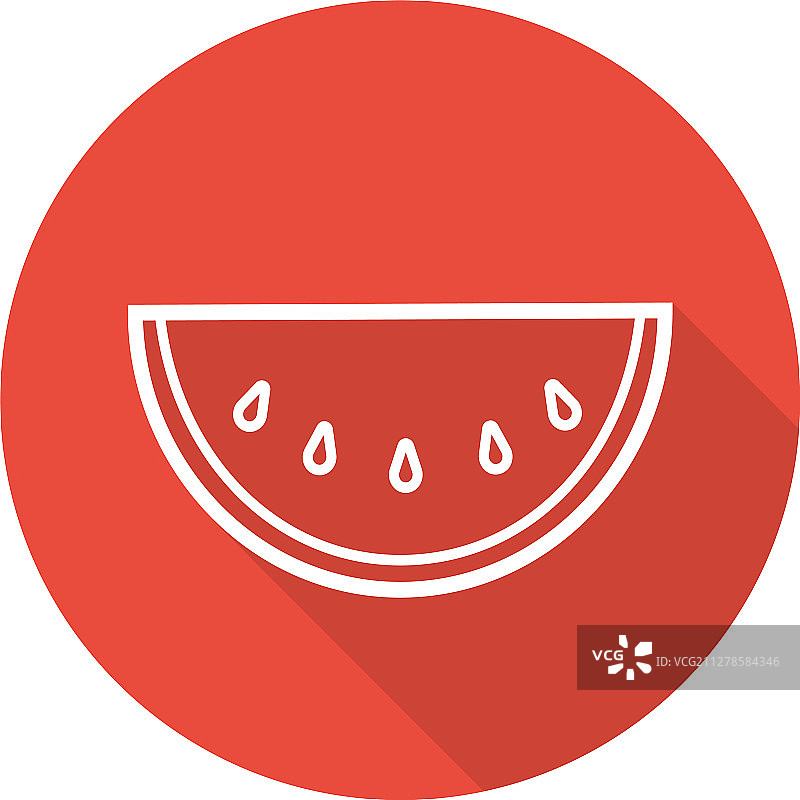 扁平线性长阴影西瓜切片图标图片素材