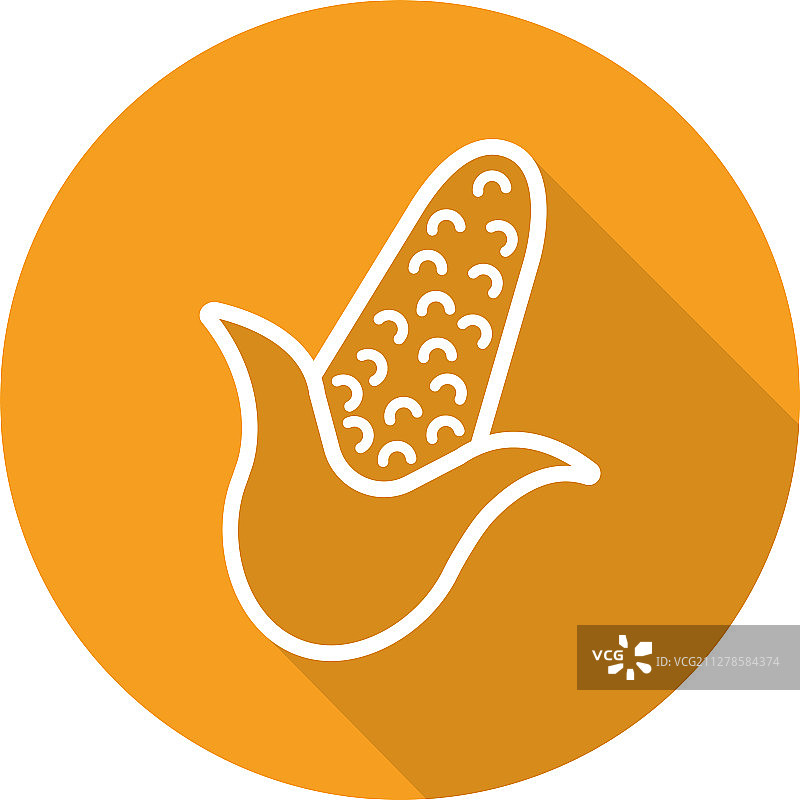 玉米扁平线性长阴影图标图片素材