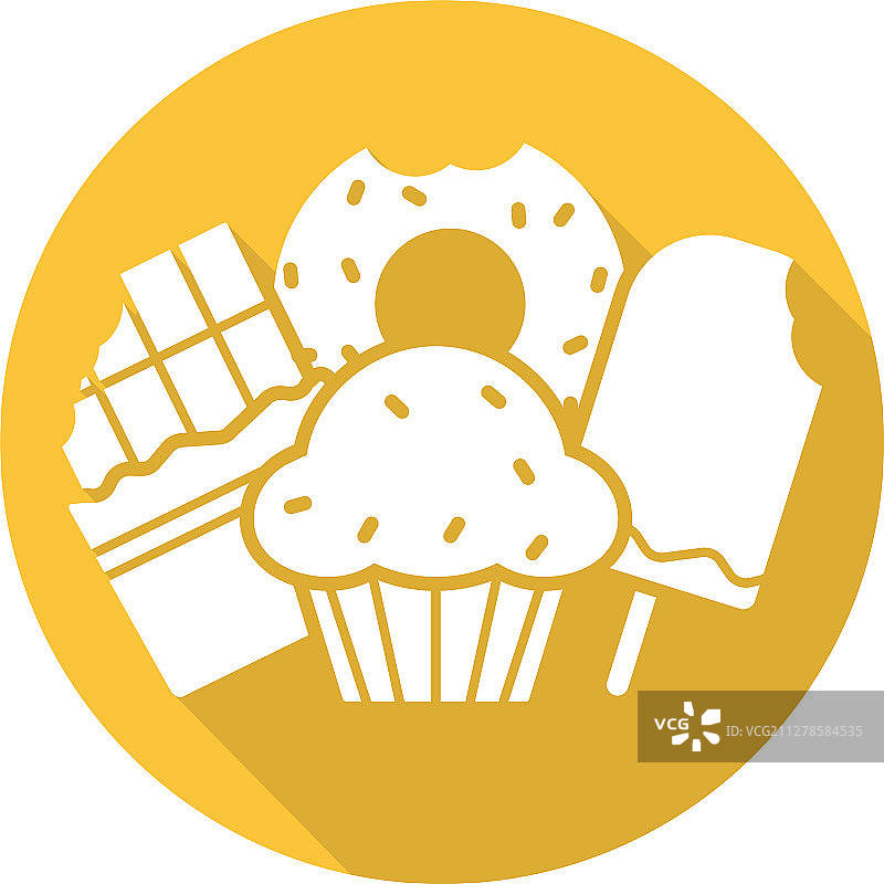 糖果扁平设计长阴影图标图片素材