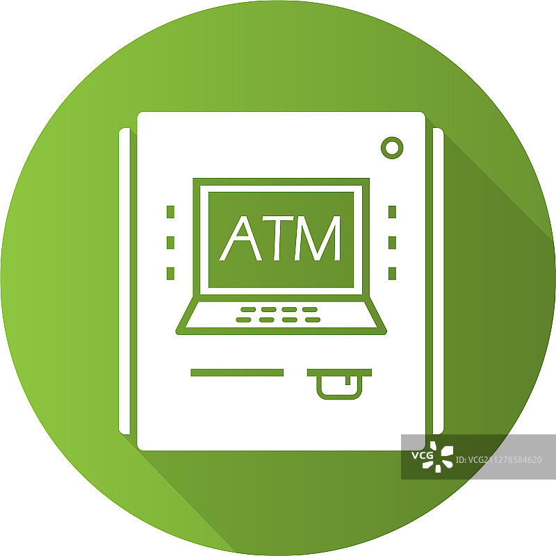 ATM机扁平设计长阴影字形图标图片素材