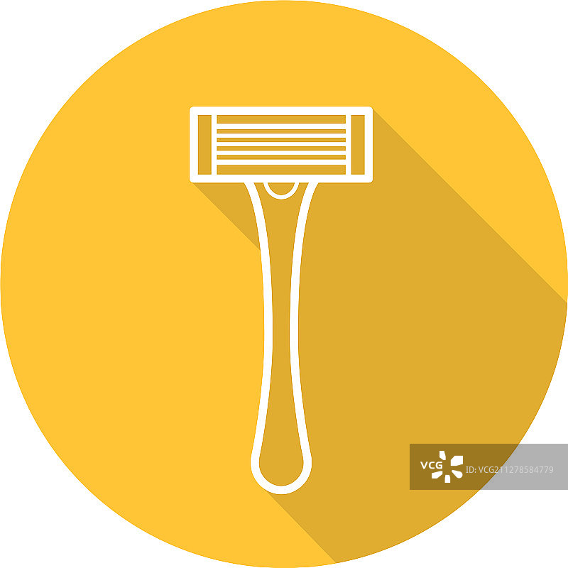 剃须刀扁平线性长阴影图标图片素材