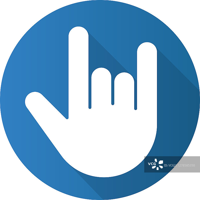 重金属手势扁平设计长阴影字形图片素材