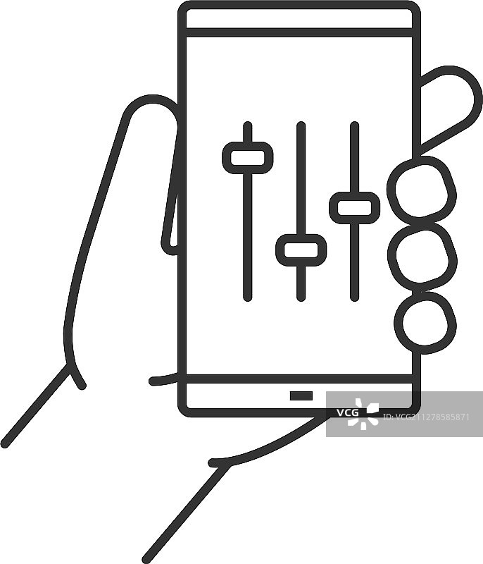 手持智能手机线性图标图片素材