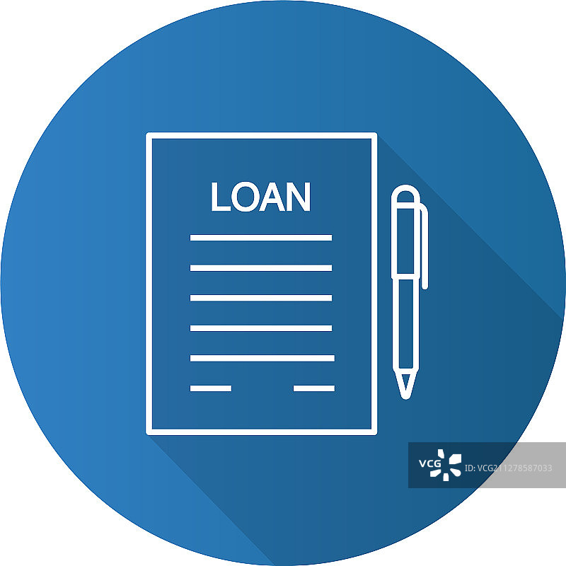 贷款协议扁平线性长阴影图标图片素材