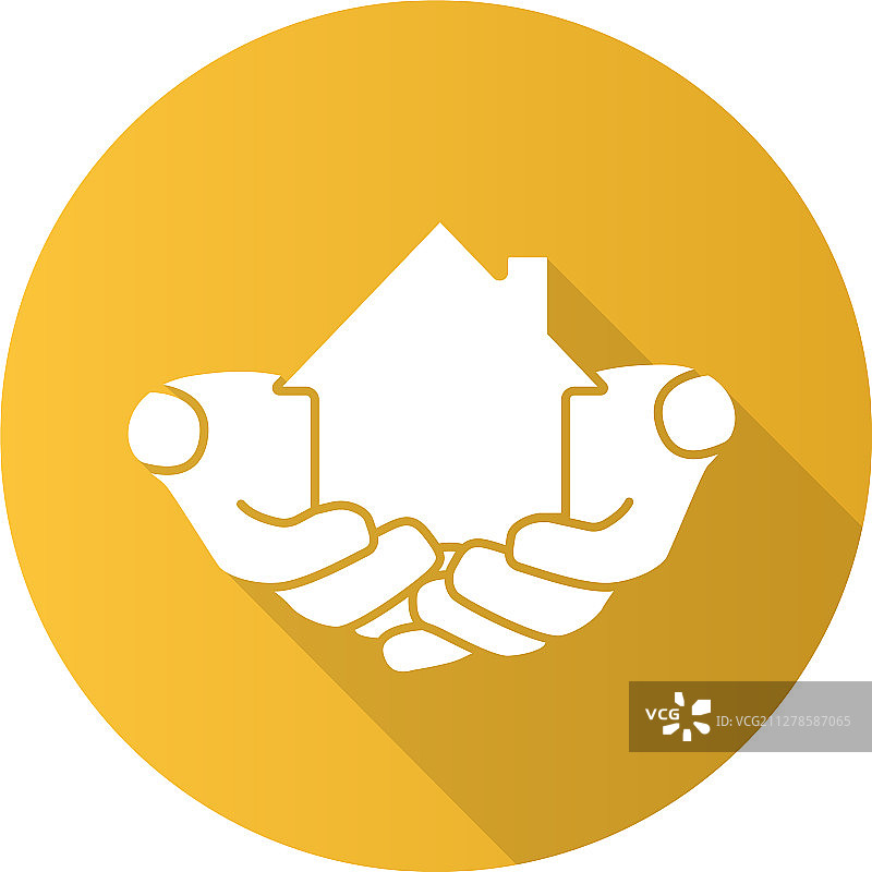 手捧房屋扁平风格长阴影字形图标图片素材